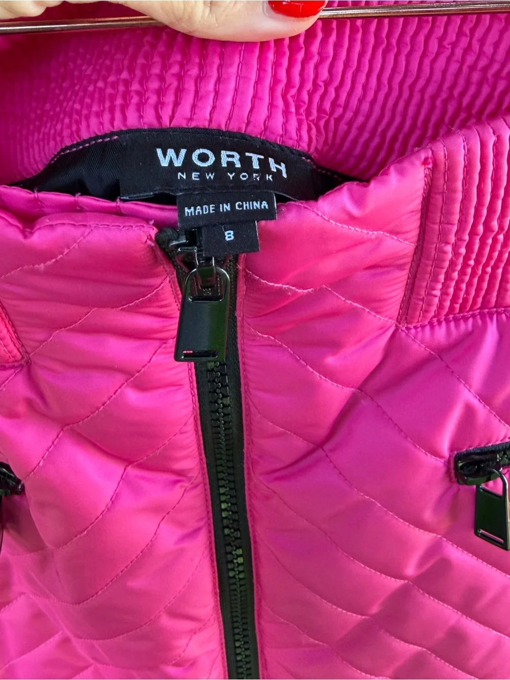 Worth New York Hot Pink Quilted Jacket & Skirt Set S/8 Statement Outfit